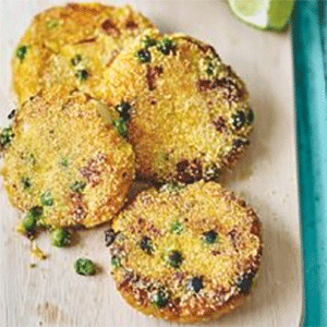 Pea, Halloumi & Sweet Potato Cakes recipe