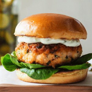 Juicy Huon Salmon Burger Juicy Huon Salmon Burger