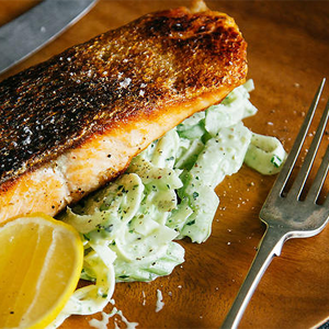 Crispy Skin Salmon with Fennel & Celery Remoulade