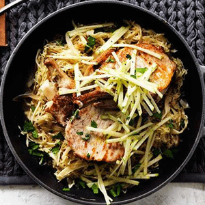 Pork with Cabbage, Apple and Mustard